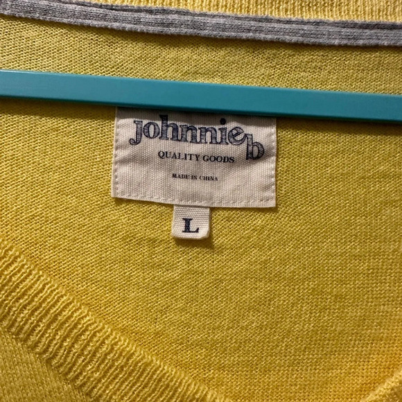 Johnnie Boden Yellow Cashmere Cotton Long Sleeve V Neck Sweater, Large - Picture 2 of 8